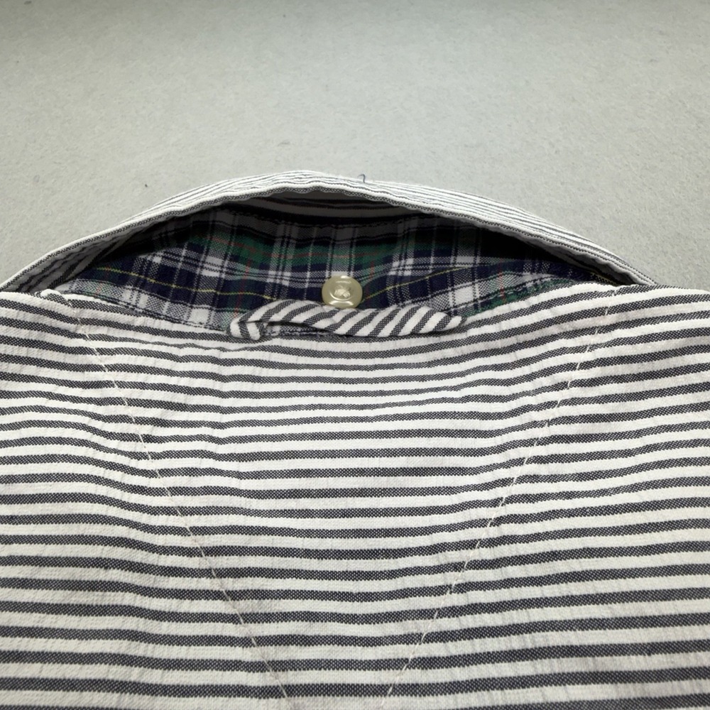 Tommy Hilfiger Men's M Blue/White Striped Short Sleeve Button-Up, Pockets - Picture 8 of 9